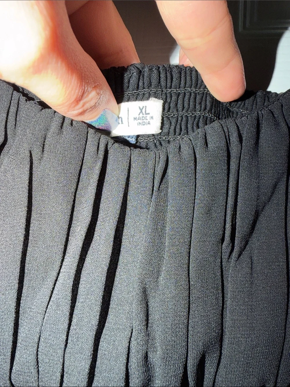 Abercrombie & Fitch Black Sheer Long-Sleeve Peplum Blouse